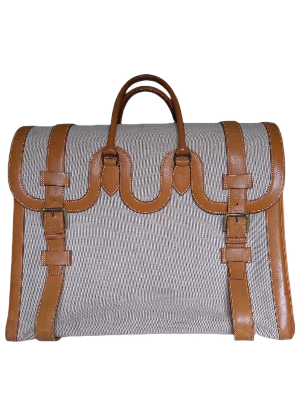 Hermès Drag Beige Canvas and Tan Leather Travel Bag - Picture 16 of 16